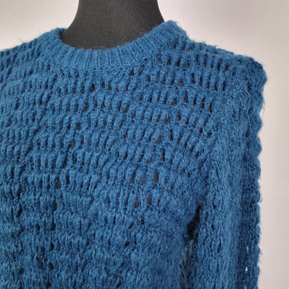 ONLY Our Story Short Pullover Knit Long Sleeve Crew Neck Blue Stretch Blue S - Picture 2 of 9